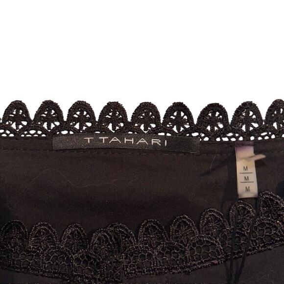 NWT Tahari Zeena Sz M Sleeveless Blouse Goth Romantic Lace and Netting - Picture 5 of 9